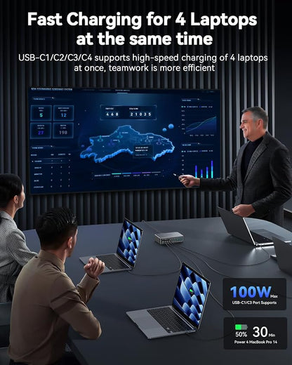 480W USB C Charger Block, Rocoren 10-Ports USB C Charging Station - Image 3
