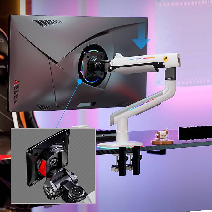 Gaming Monitor Arm for Flat/Ultrawide/Curved Monitors 32 to 60 inch, Heavy Duty - Image 4