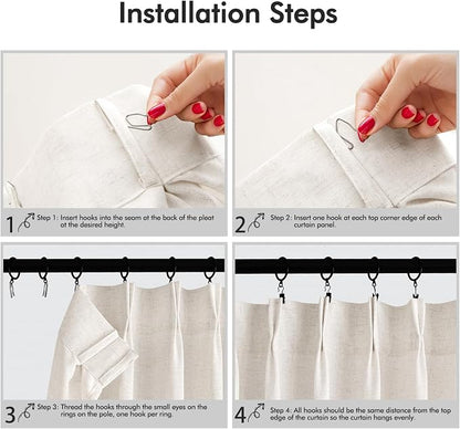 Memory Trained Pinch Pleated Curtains 72 Inches Long, Viral Linen Pinch Pleat - Image 3