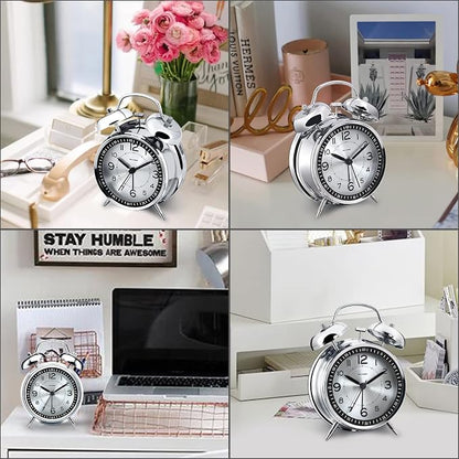 Peakeep Loud Alarm Clock for Heavy Sleepers Adults, Metal 4.5" Twin Bell - Image 4