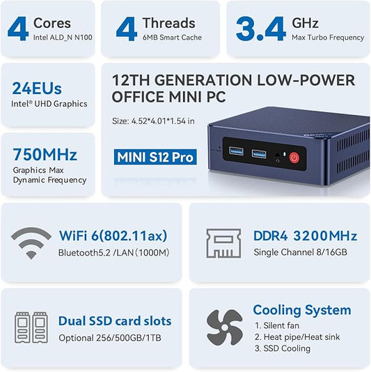 Beelink Mini PC, MINI S13 Intel Twin Lake N100, Mini Computer 16GB DDR4 RAM - Image 2