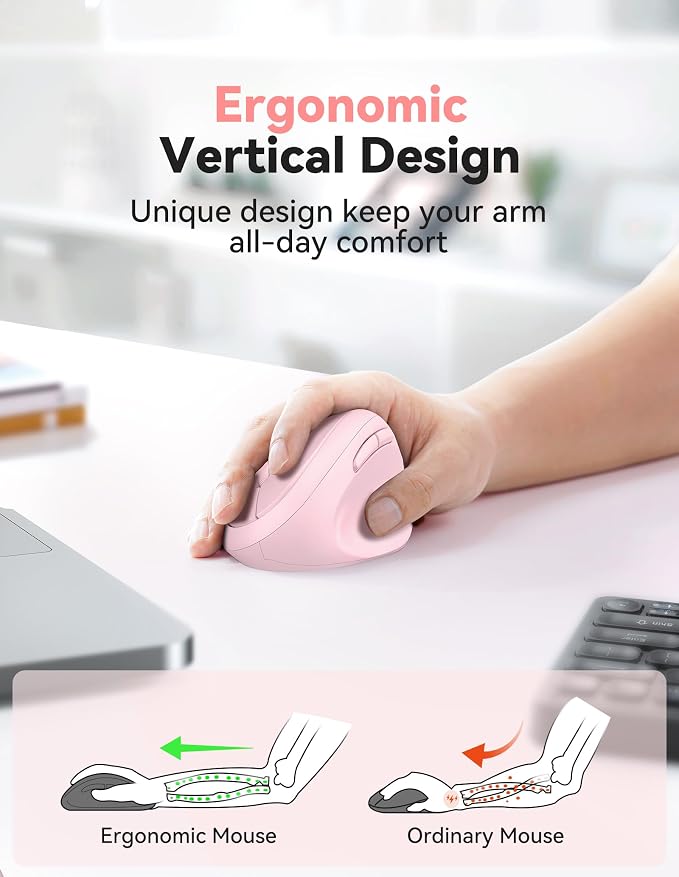 TECKNET Ergonomic Mouse, 4800 DPI Wireless Vertical Mouse, 5 Adjustable DPI - Image 2
