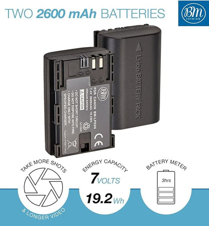 BM 2-Pack of LP-E6N Batteries and Dual Battery Charger - Image 4