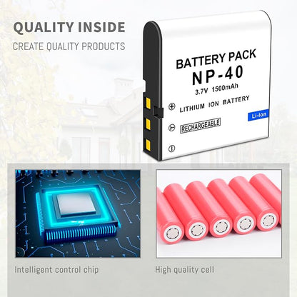 3-Pack NP-40 Battery, USB Dual-Channel Charger Compatible - Image 5