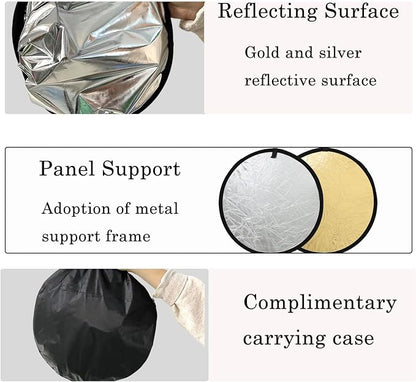 2-in-1 Photo Reflector Fill Light Soft Light Collapsible Reflector 12" 30cm - Image 5