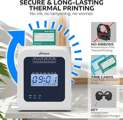 OFFNOVA Thermal Time Clock for Employees Small Business, No Ink Ribbons or - Image 4