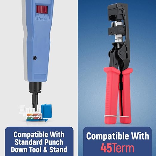 Everest 45° Angled RJ45 Cat6A Keystone Jacks 100-Pack in Blue - Image 5