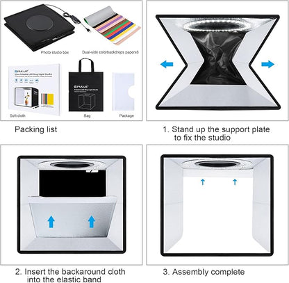 PULUZ 10x10 inch Photo Light Box, Folding Portable Mini lightbox 104PCS LED - Image 8