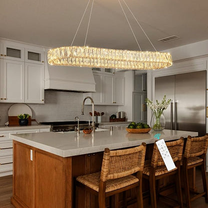 HAIXIANG LED Long Chandeliers for Dining Table Modern Chandelier Dimmable - Image 8