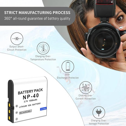 3-Pack NP-40 Battery, USB Dual-Channel Charger Compatible - Image 7