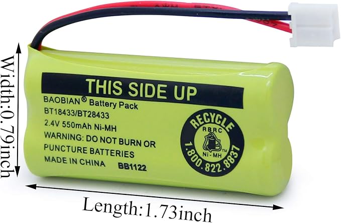 BT18433 BT28433 Cordless Phone Battery Compatible - Image 2