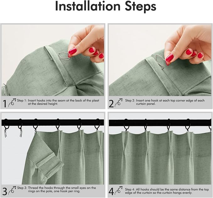 Memory Trained Pinch Pleated Curtains 92 Inches Long, Viral Linen Pinch Pleat - Image 5