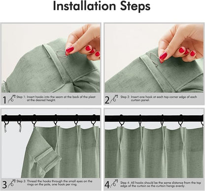 Memory Trained Pinch Pleated Curtains 80 Inches Long, Viral Linen Pinch Pleat - Image 5