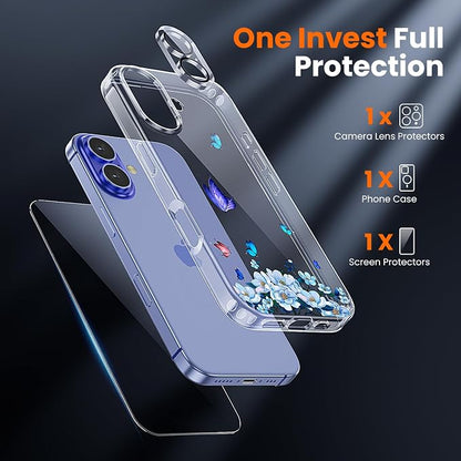 toushion 3 in 1 for iPhone 16 Case Clear, Screen Protector *1 & Camera Lens - Image 2