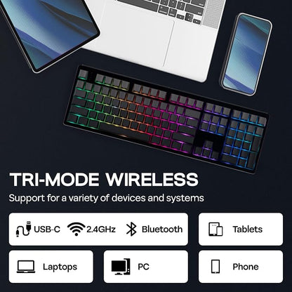 EPOMAKER TH108 Full Size Mechanical Keyboard, Wireless Gaming Keyboard - Image 3