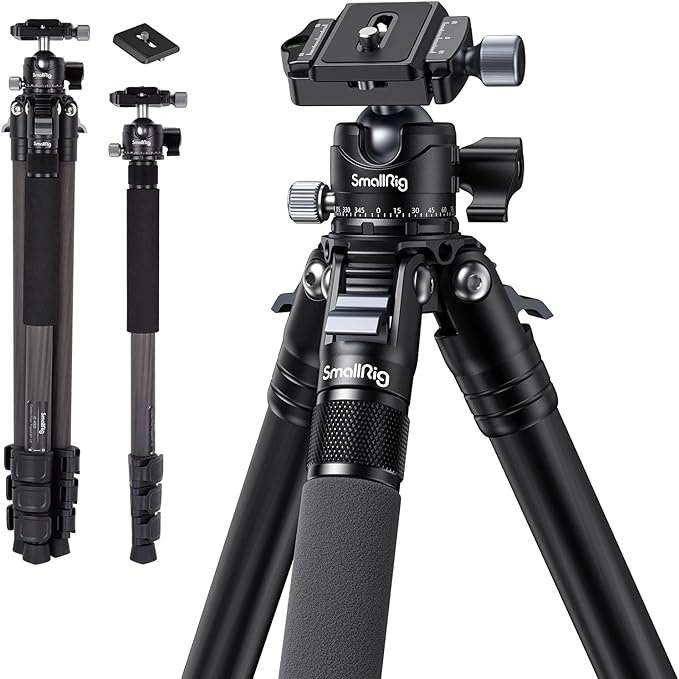 SmallRig AP-10 Carbon Fiber Tripod, 52.4" Lightweight Compact Camera Tripod by SmallRig