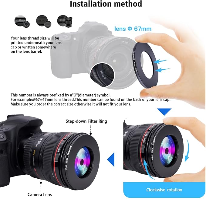 67mm Lens to 37mm Camera Lens Adapter, 67mm to 37mm Filter Step-Down Ring - Image 4