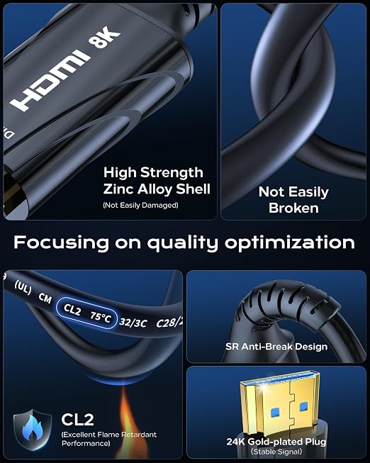 8K Fiber Optic HDMI Cable 85FT Long - Image 3