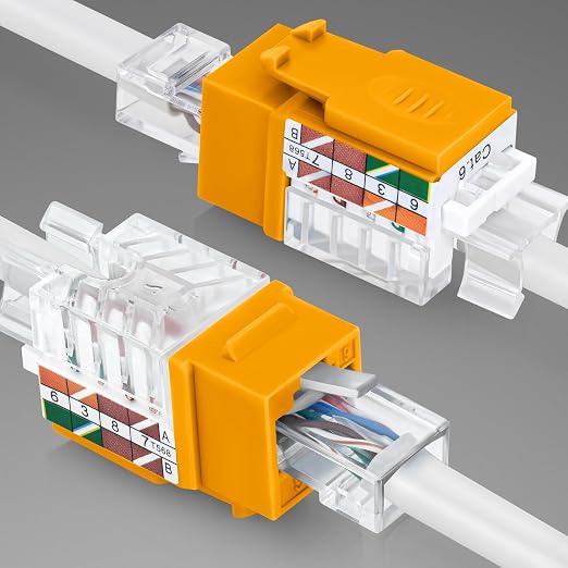 Everest 45° Angled RJ45 Cat6A Keystone Jacks 50-Pack in Yellow - Image 8