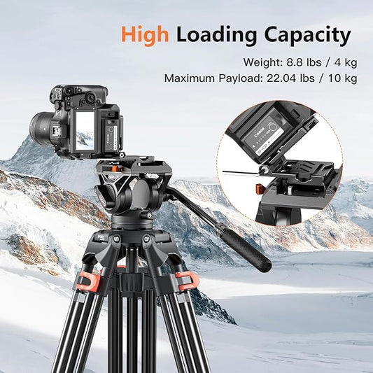COMAN 74" Camera Tripod, Heavy Duty Video Tripod - Image 2
