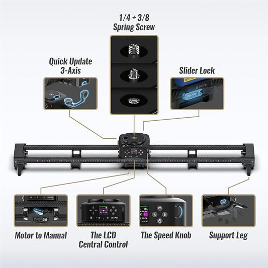 Zeapon AXIS 100 Multi-axis Motorized Camera Slider, LCD Screen APP Control - Image 2
