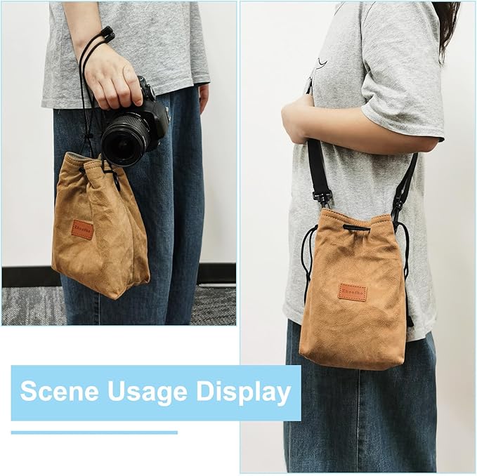 Patikil XL Size Drawstring Lens Case Flannel Camera Handbag - Image 6