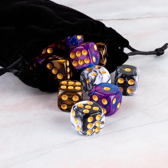 36 Pieces 16mm Marble D6 Dice 6 Sided Dice Set Round Corner Board Game Dice - Image 6