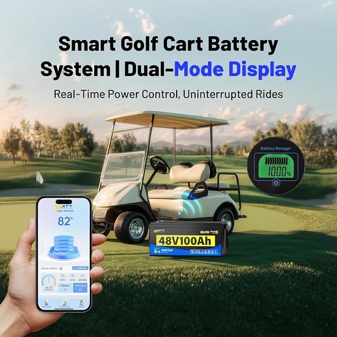48V Lithium Battery Golf Cart Built-in BMS 200A Bluetooth, 48 Volt 100Ah - Image 4