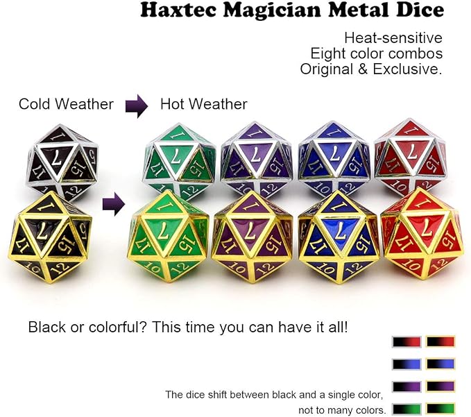 Haxtec Temperature Metal DND Dice Set Color Changing Polyhedral D&D Dice Set - Image 6