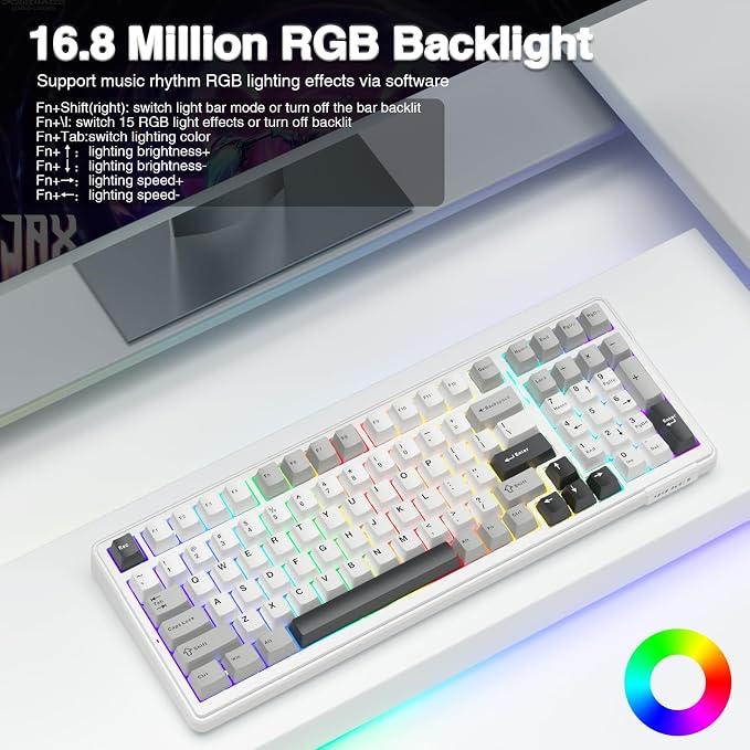 AULA F99 Wireless Mechanical Keyboard, Tri-Mode BT5.0/2.4GHz/USB-C Hot - Image 3