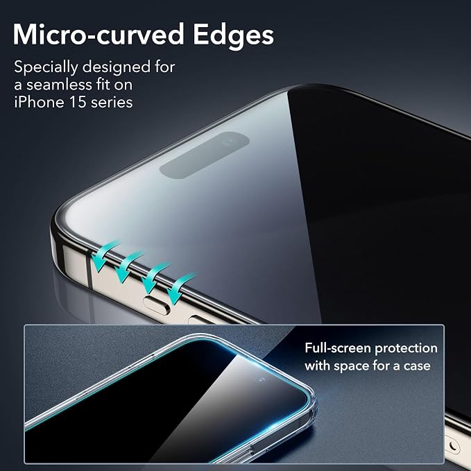 ESR 3+1 Pack for iPhone 15 Pro Max Privacy Screen Protector Set, Anti-spy - Image 3