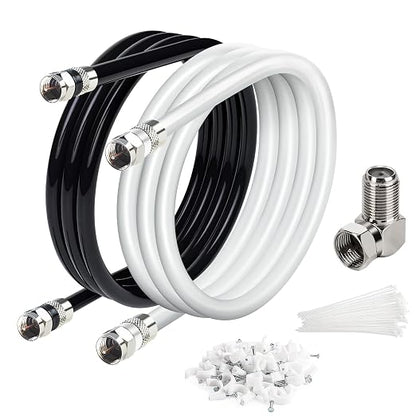 Elecan 6 Ft/2 Pack RG6 Coaxial Coax Cable Connectors Set, Quad Shielded by Elecan