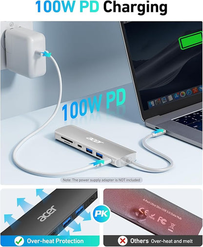 Acer USB C Dock, 7 in 1 USB C to HDMI Hub, 2 USB 3.1 GEN1 and 5Gbps Type-C Data - Image 3