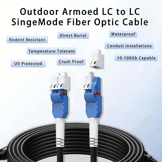 75M/246FT LC to LC Armored Outdoor Fiber Optic Cable, Single Mode Duplex - Image 9