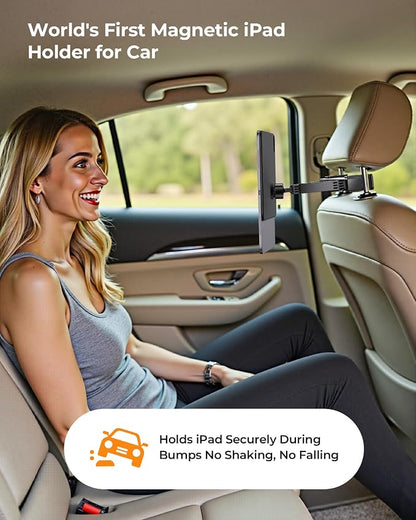 KU XIU Magnetic iPad Holder for Car Headrest, Backseat Tablet Car Mount for for - Image 6