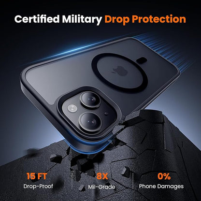 toushion 3 in 1 for iPhone Case Clear, Shockproof for iPhone 14, Matte Black - Image 4