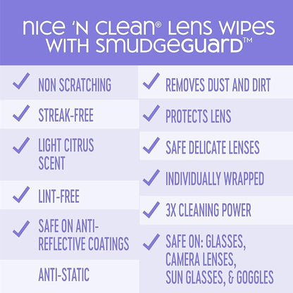Nice 'N CLEAN SmudgeGuard Lens Wipes | Individually-Wrapped, Pre-Moistened - Image 8