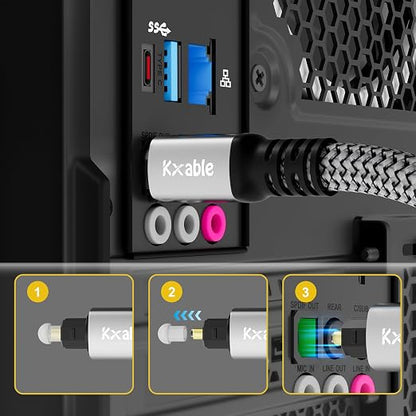 Kxable Optical Audio Cable 3 FT, Digital Audio Cable, Toslink Fiber Optic Cord - Image 3