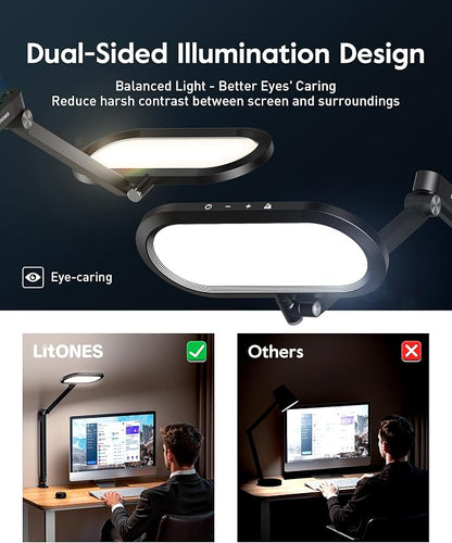 Desk Lamp for Home Office, Eye-Care Dual-Sided Seamless Dimmable LED Desk Light - Image 2
