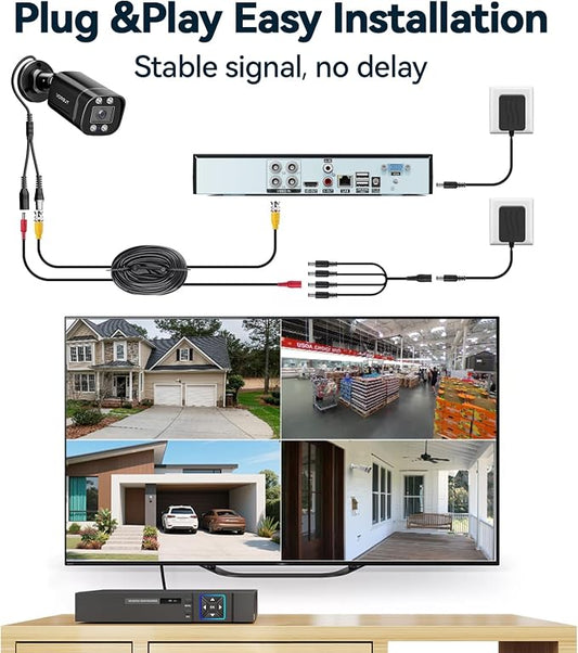Wired Security Camera System Outdoor, 4CH AHD TVI 5MP Lite DVR Recorder - Image 2