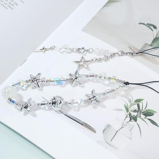 CMVFYL Beaded Camera Wrist Strap, Cute Phone Charms Strap, Pearl Bracelet Wrist - Image 2