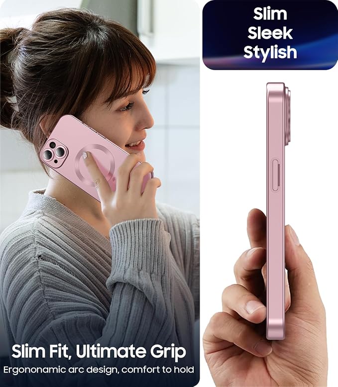 Magnetic for iPhone 14 Case Slim Soft Silicone Bumper Shockproof Metallic - Image 6