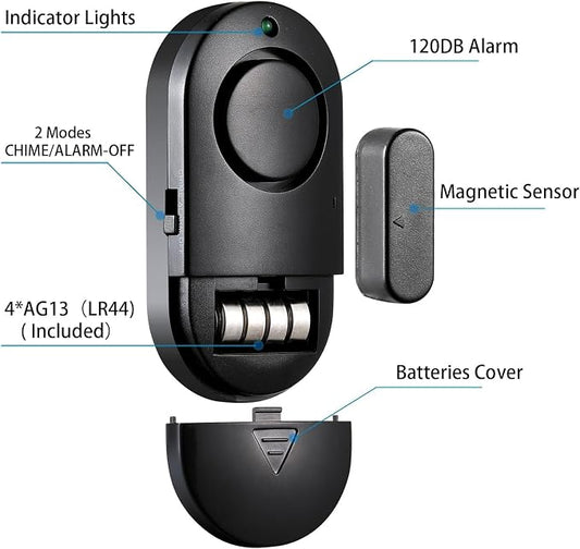 Window and Door Alarm, 120 DB Black Window Alarm - Image 2