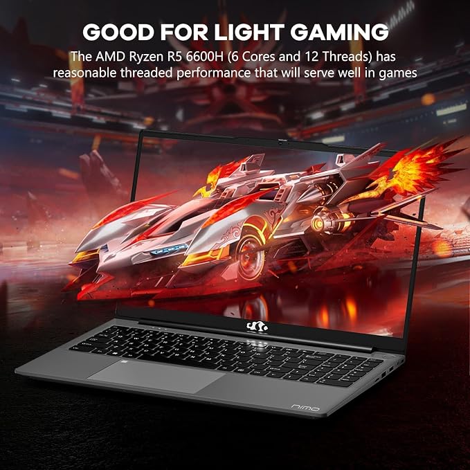 NIMO 15.6" IPS FHD-Gaming-Laptop, AMD Ryzen 5 6600H 6-Cores 660M GPU 32GB DDR5 - Image 3