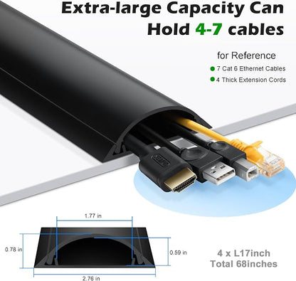 Cord Cover Floor 68in, Large Capacity Floor Cable Cover, Hard PVC Cord Hider - Image 2