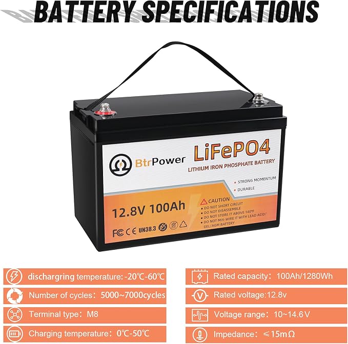 2 Pack 12v 100ah lithium battery lifepo4 24v lithium iron phosphate deep cycle - Image 5