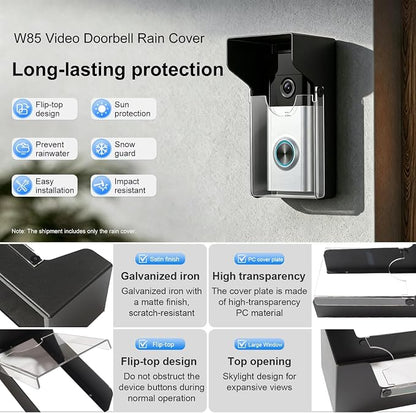 Flip Video Metal Doorbell Rain Cover Sun Shield Hood Plate, Weather Protection - Image 7