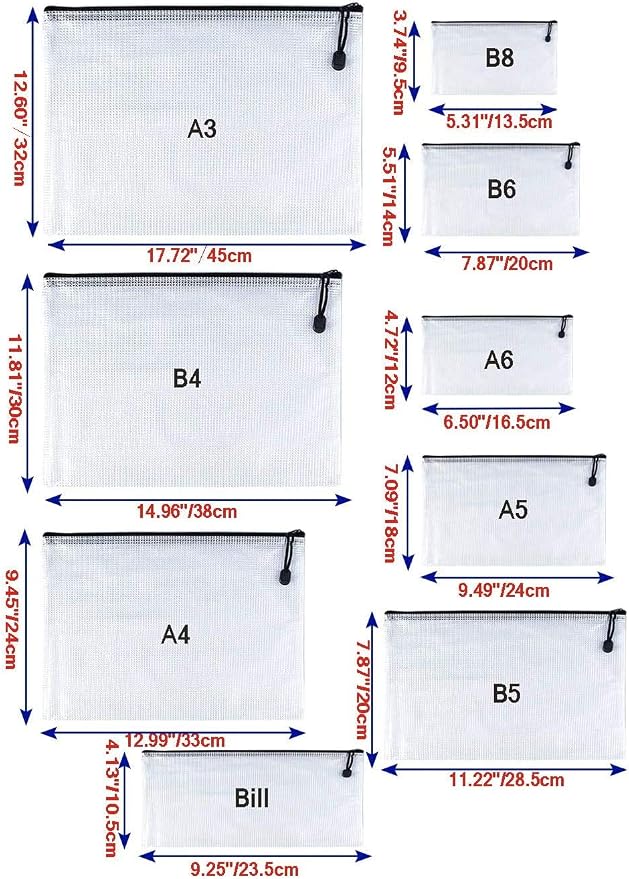 Oaimyy-B4, Plastic Mesh Zipper Pouch Document Folders Bag & Zipper-Waterproof - Image 3