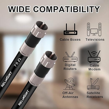 15ft RG6 Coaxial Cable Black, 75 Ohm Coax Cable - Image 5