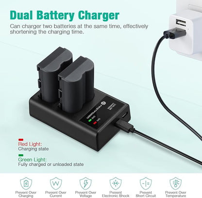 FirstPower BP-511 BP-511a Battery 2-Pack 2200mAh and Dual USB Charger - Image 4